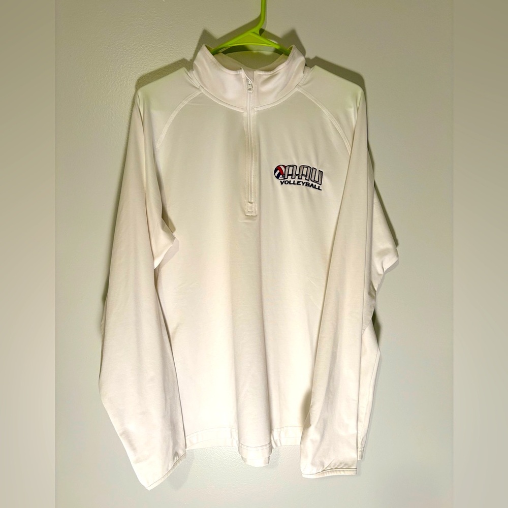AAU Sports wear, Volleyball, Ladies Large, 1/4 zip pull over. White